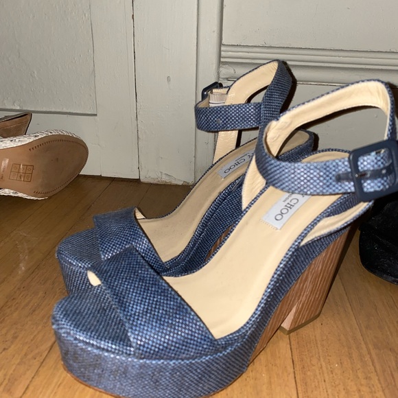 Denim Jimmy Choo Wedges - Picture 2 of 9